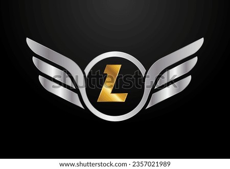 English alphabet L with wings logo design. Car and automotive vector logo concept