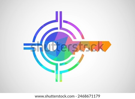 Target key logo design vector illustration. Secure sign symbol
