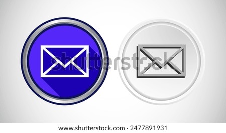 Envelope Email Icon Rounded Button Design Illustration