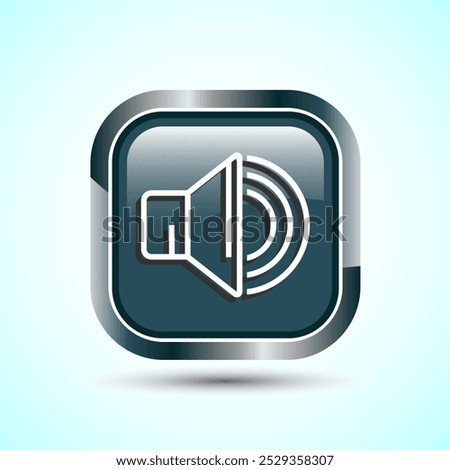 Volume Icon Design Illustration, Sound Icon For Apps and Websites, Gray Color Square Button Design