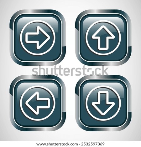 Right, Left, Up, Down Arrow Icon Design Illustration, Arrow Sign For Apps And Websites, Gray Color Square Button Design