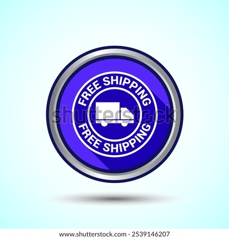 Free shipping icon design illustration, Free delivery icon, Blue Shadow Button Design