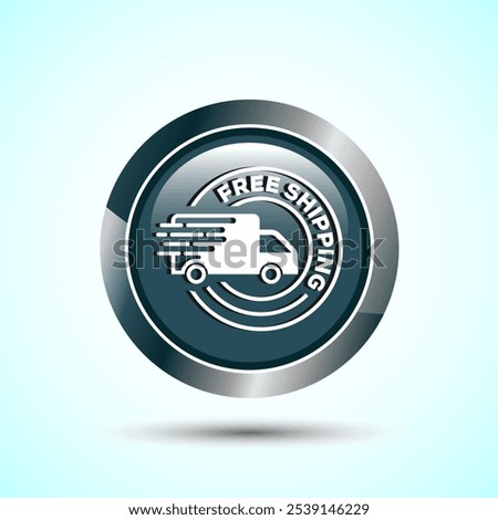 Free shipping icon design illustration, Free delivery icon, Gray Color Round Button Design