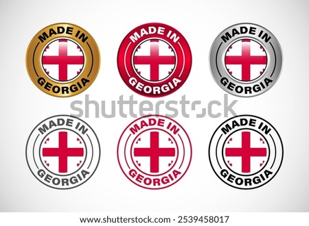 Made in Georgia label icon with flag. Icon set for business, badge, seal, sticker, logo, and symbol