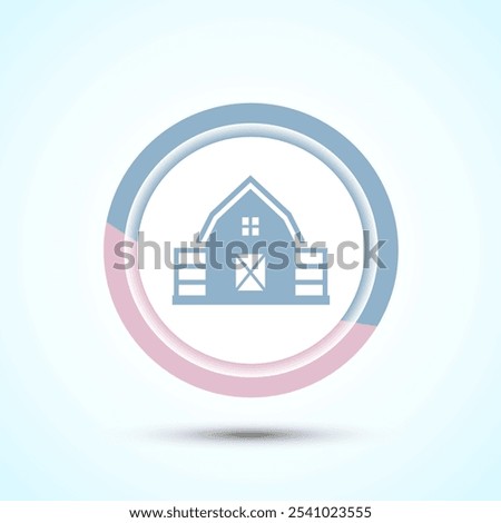 Farming Barn Icon Design Illustration, Farm and Agriculture Barn Sign, Pastel Color Button Design