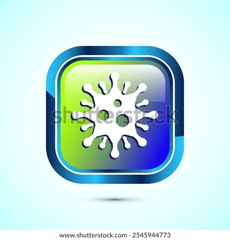 Virus, bacteria icon design illustration. Microbe bacteria sign. Glossy Square Button Design