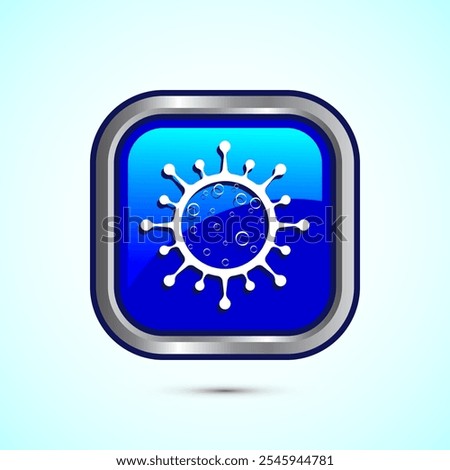 Virus, bacteria icon design illustration. Microbe bacteria sign. Blue Color Square Button Design