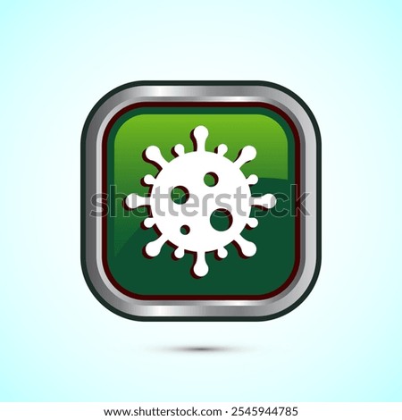 Virus, bacteria icon design illustration. Microbe bacteria sign. Green Color Square Button Design