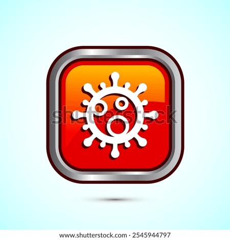 Virus, bacteria icon design illustration. Microbe bacteria sign. Orange Color Square Button Design