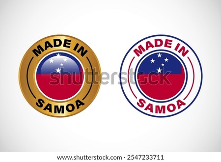 Made in Samoa label icon with flag. Icon set for business, badge, seal, sticker, logo, and symbol