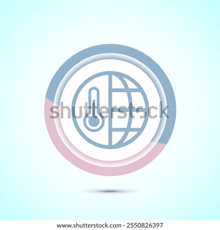 Climate change icon design, Global warming, Earth temperature icon, Pastel Color Button Design