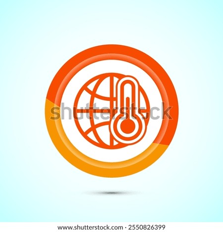 Climate change icon design, Global warming, Earth temperature icon, Orange Color Button Design