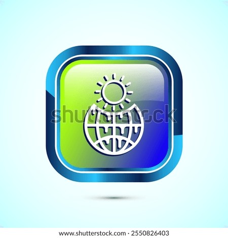 Climate change icon design, Global warming, Earth temperature icon, Glossy Square Button Design