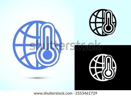 Climate change icon design, Global warming, Earth temperature icon