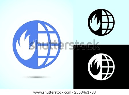 Climate change icon design, Global warming, Earth temperature icon