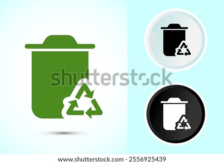 Recycling bin icon design illustration. Environment icon, trash bin sign