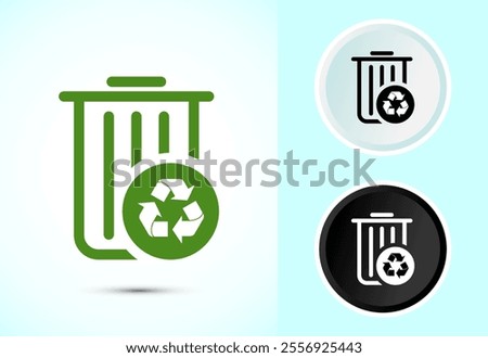 Recycling bin icon design illustration. Environment icon, trash bin sign