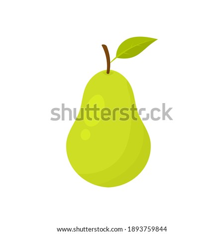 Green colorful pear fruit icon isolated on white background. Cartoon flat design. Vector illustration.