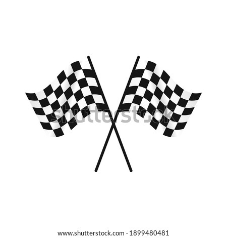 Start and finish, checkered  racing flags. Concept auto moto racing competitions. Realistic flat design. Vector illustration.