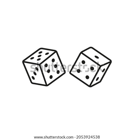 Linear cube dice  icon isolated on white background. Concept win and casino gambling. Outline flat design. Line vector illustration.