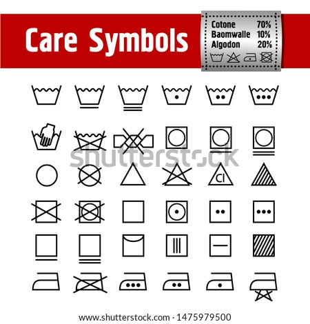 Icon Set of Laundry and Care Symbols
