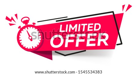 Modern vector banner ribbon limited offer with stop watch 商業照片 © 