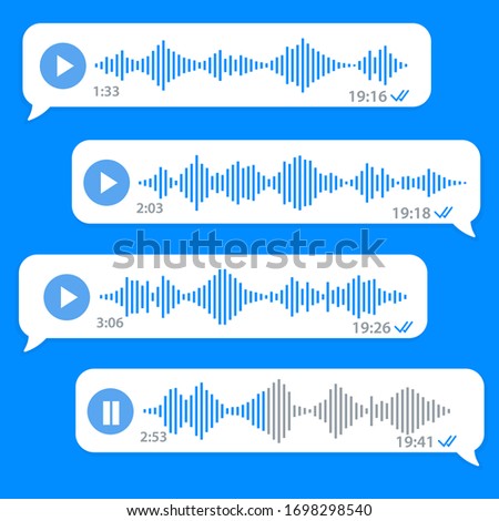 White voice message bubbles on a blue background
