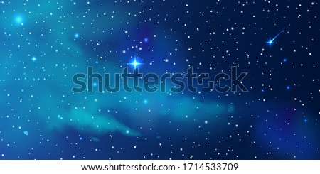 Night starry sky, a beautiful space with a nebula. Abstract background with stars, space. Vector illustration for banner, brochure, web design
