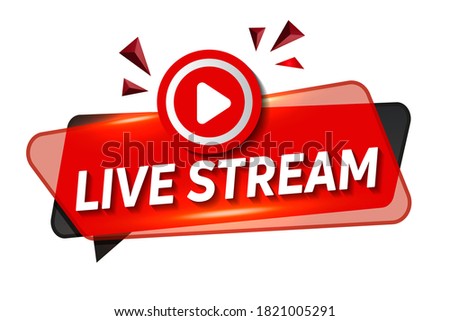 Live Stream. Modern Web Banner Element With Play Icon
