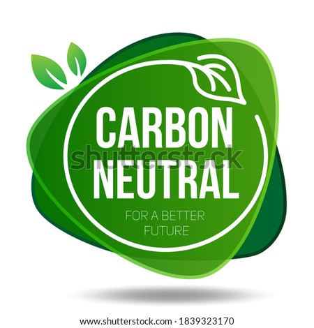 Carbon neutral icon. Green Emblem. Carbon Neutral Text Label
