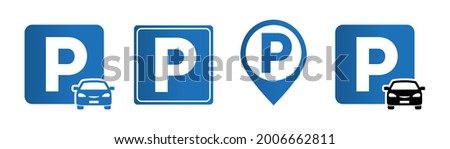 Car parking icons set on white background. Symbol Parking is free and without a parking space.
