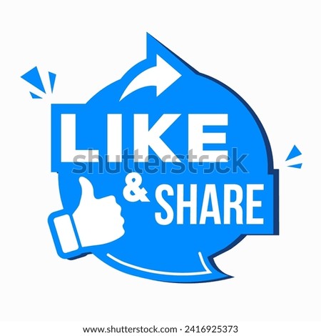 Like and Share icon. Social symbol with the thumb up and arrow. Design template for web, banner, poster, followers in social media and posts. Modern Web Banner Element.

