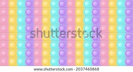 Pop it background a fashionable silicon toy for fidgets. Addictive anti-stress toy in pastel colors. Bubble sensory developing popit for kids fingers. Vector illustration in rectangle format suitable Сток-фото © 