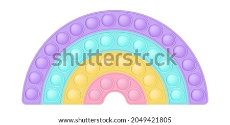 Popit a fashionable silicon fidget toys. Addictive antistress rainbow toy for fidget in pastel colors. Bubble sensory popit for kids fingers. Vector illustration isolated on a white background.