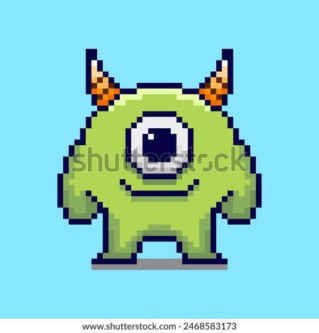 Vector Illustration of Monster with Pixel Art Design, perfect for game assets themed designs