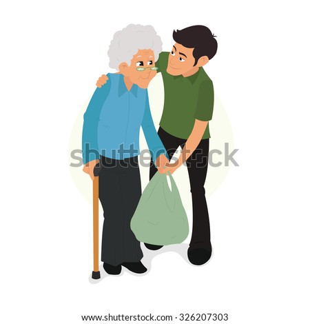 Similar – Image, Stock Photo Female volunteer delivering bags with shopping to elderly woman during coronavirus pandemic