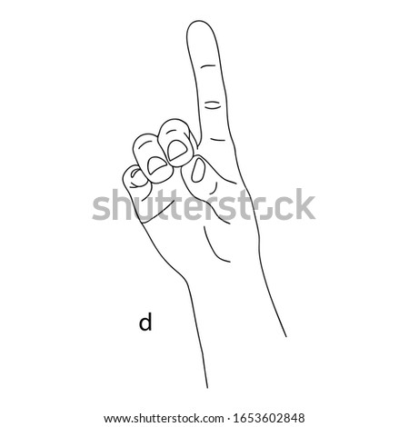 Micromediabox Free Stock Creative Item D Is The Fourth Letter Of The Alphabet In Sign Language Vector Graphics Image Of A Hand The Language Of The Deaf And Dumb Line Art