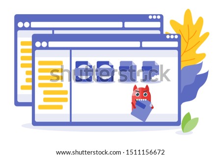 Computer virus infect files vector illustration and design. Operating system and program or application concept element.  Can be used for web and mobile development. Suitable for infographic