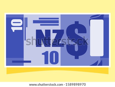 10 New Zealand Dollar banknote paper money vector icon logo illustration and design. New Zealand business, payment and finance element. Can be used for web, mobile, infographic, and print.