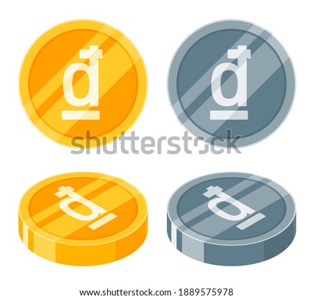 Vietnamese Dong Coin Golden and Silver or Metallic Coin Icon Vector Logo Illustration Design. Vietnam Currency, Payment and Finance Element. Can be Used for Digital and Printable Infographic.