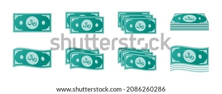 Saudi Riyal Banknote Icon Set