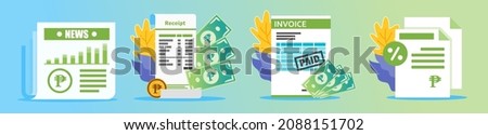 Philippine Peso Receipt and Documents Illustration