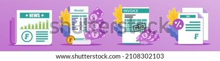 Swiss Franc Receipt and Documents Illustration