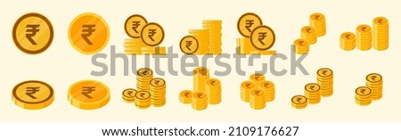 Indian Rupee Coin Icon Set