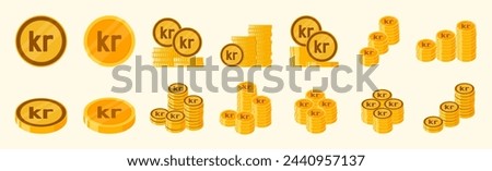 Krona or Krone Coin Icon Set