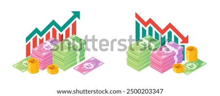 Krona or Krone Value Increase and Declining Illustrations