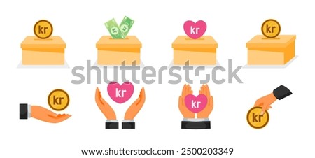 Donation Using Krona or Krone Money Icons