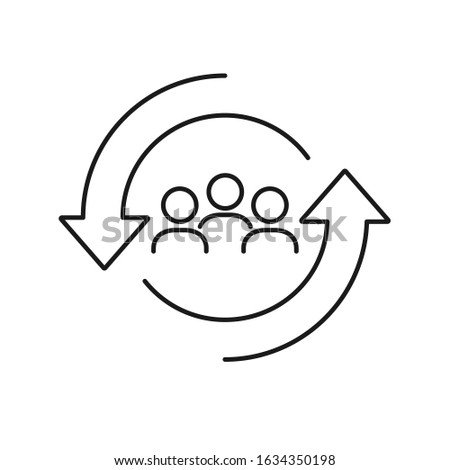 Personnel change line icon. People in round cycle symbol. Human resource concept. Vector illustration can be used for topics like rotation, HR, personnel, management