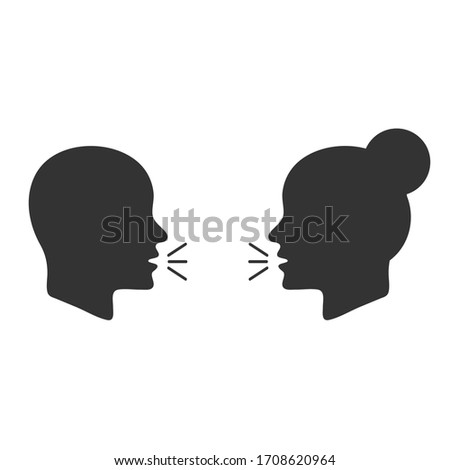Talk or speak icons. Loud noise symbols. Human talking sign. Vector illustration