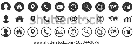 Contact us icons, set of website icons, vector. Communication symbol.